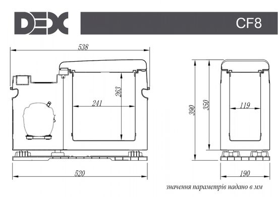 Автохолодильник компрессорный подлокотник DEX CF-8, 12/24V