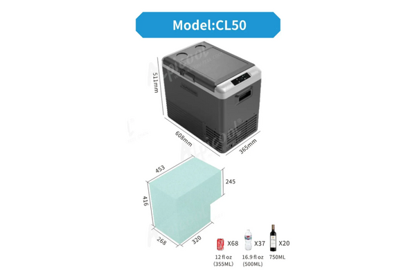 Автохолодильник компресорний Alpicool CL50G (45 літрів). До -20℃, (12, 24, 220 вольт)