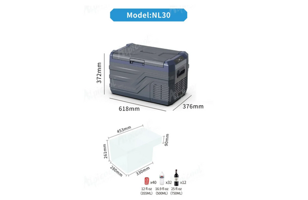 Компрессорный автохолодильник Alpicool NL30 (27 литров, LG Compressor). До -20℃, (12, 24, 220 вольт)
